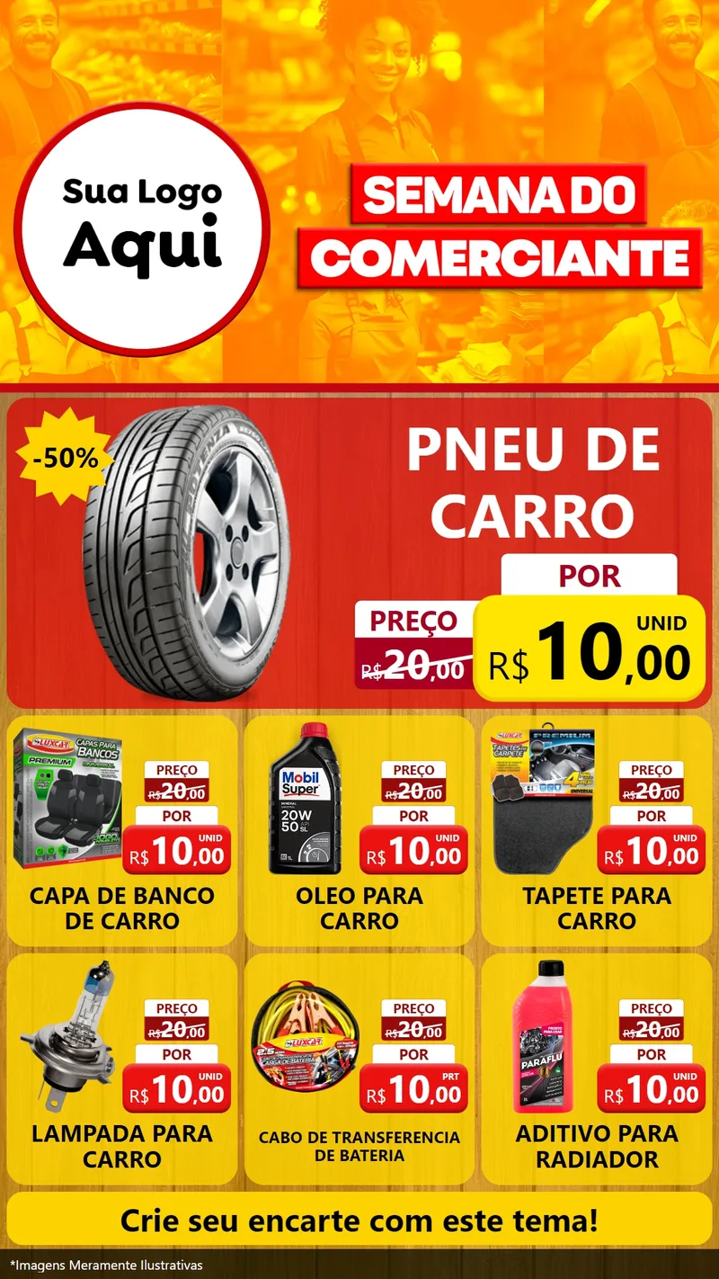 Modelo de Rede Social para Stories com o tema Semana do Comerciante para Auto peças