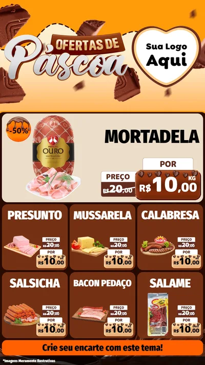 Modelo de Rede Social para Stories com o tema Ofertas de Páscoa para Frios e Laticínios