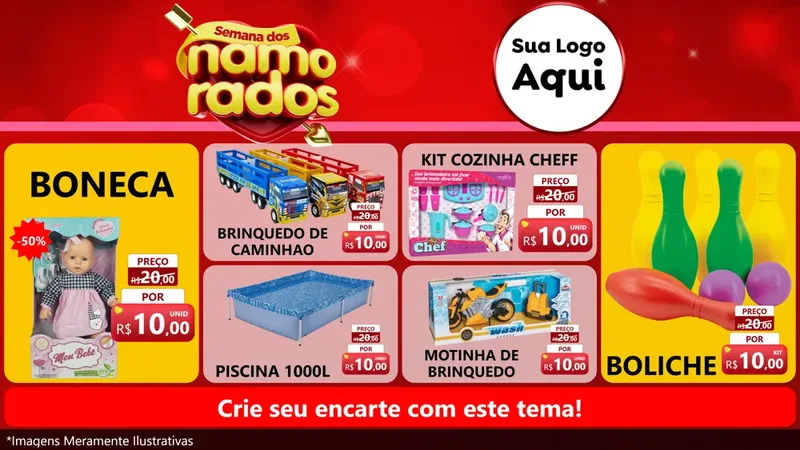 Modelo de TV para TV Horizontal com o tema Semana dos namorados para Brinquedos