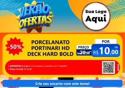 Modelo de Cartaz para Cartaz A4 Horizontal com o tema Verão de Ofertas para Pisos e revestimentos
