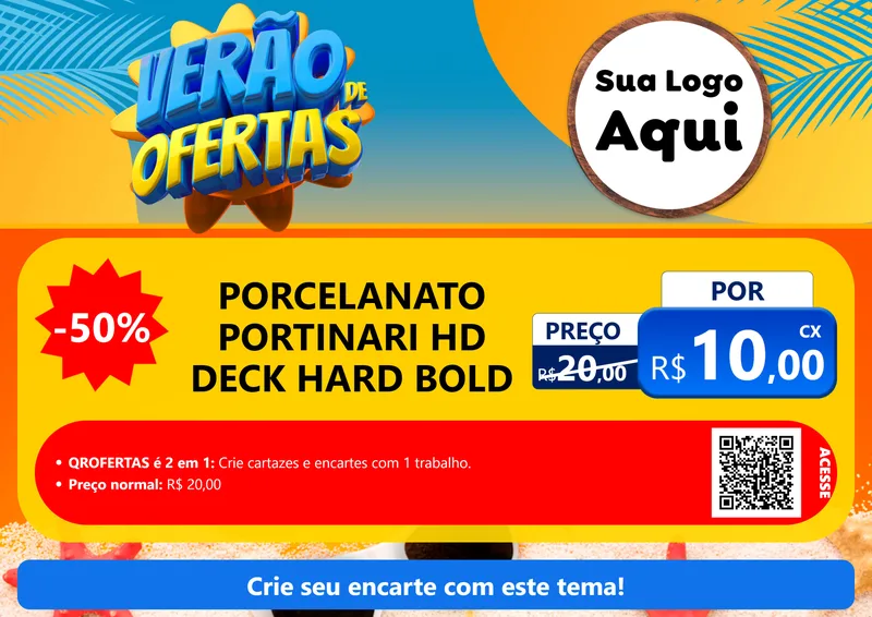 Modelo de Cartaz para Cartaz A4 Horizontal com o tema Verão de Ofertas para Pisos e revestimentos