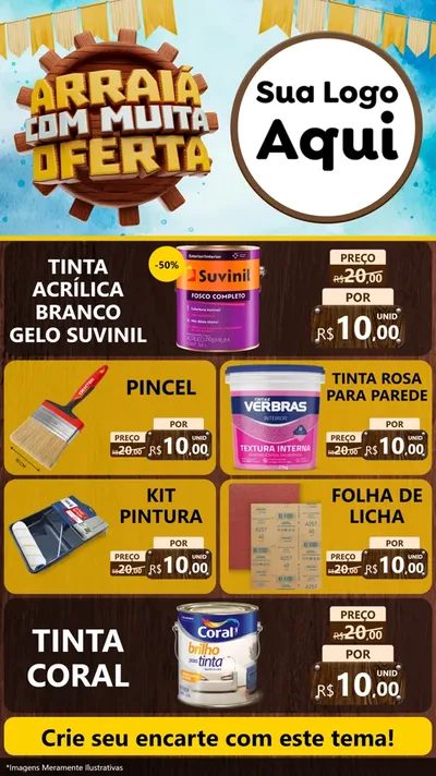 Modelo de TV para TV Vertical com o tema Ofertas de São João - Junina para Tintas e Ferramentas