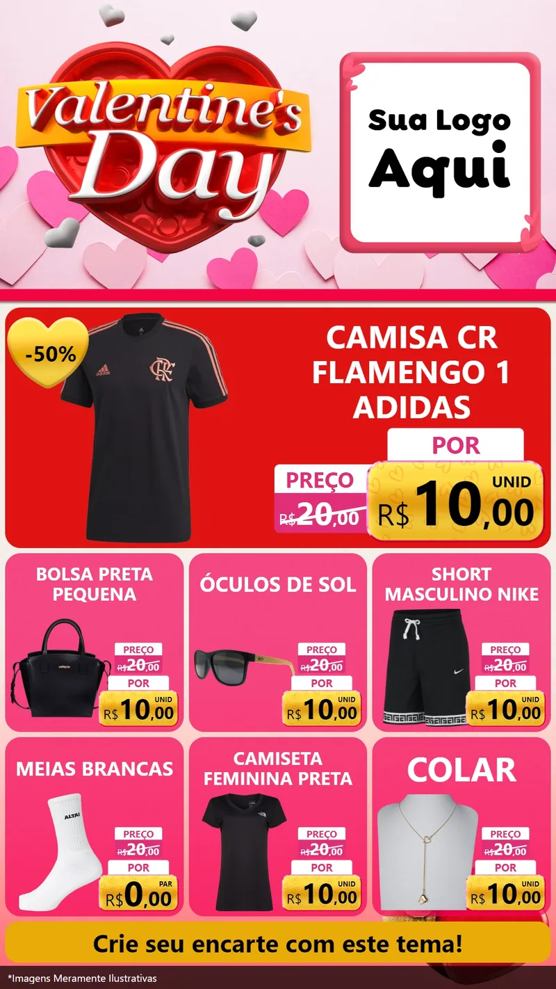 Modelo de Rede Social para Stories com o tema Valentine's Day para Roupas e acessórios