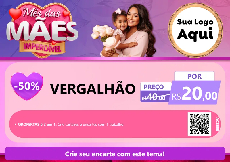Modelo de Cartaz para Cartaz A4 Horizontal com o tema Mês das Mães Imperdível para Ferragens