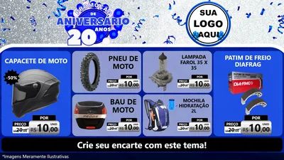 Modelo de TV para TV Horizontal com o tema Promoção de Aniversário - 20 Anos para Moto peças