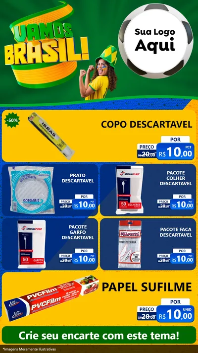 Modelo de TV para TV Vertical com o tema Vamos Brasil - Copa para Embalagens