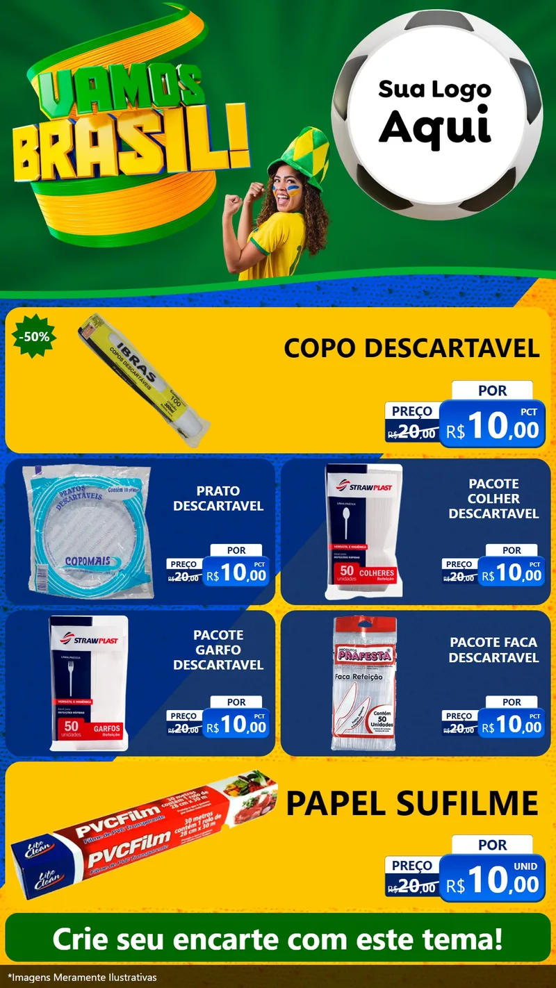 Modelo de TV para TV Vertical com o tema Vamos Brasil - Copa para Embalagens