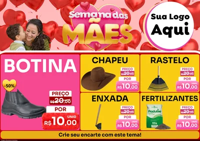 Modelo de Encarte para Encarte A4 Horizontal com o tema Semana Das Mães para Agropecuária