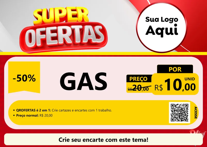 Modelo de Cartaz para Cartaz A4 Horizontal com o tema Super Ofertas para Água e gás