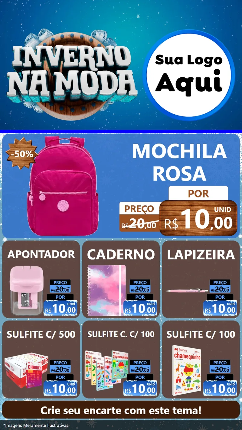 Modelo de Rede Social para Stories com o tema Inverno na Moda para Papelaria