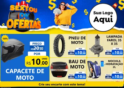 Modelo de Encarte para Encarte A4 Horizontal com o tema Sextou de Ofertas para Moto peças