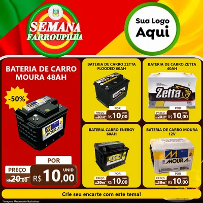Modelo de Rede Social para Feed Facebook com o tema Semana Farroupilha para Baterias Elétricas