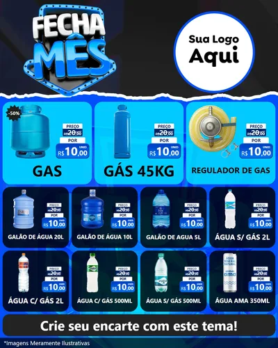 Modelo de Rede Social para Feed Instagram com o tema Fecha Mês para Água e gás