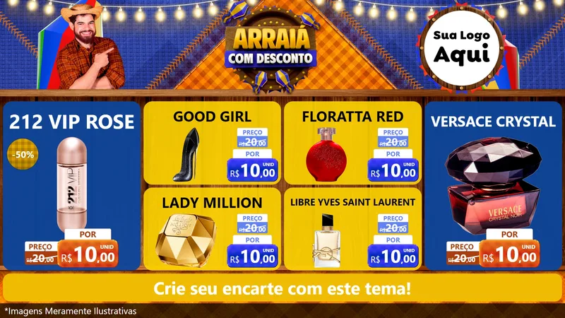 Modelo de TV para TV Horizontal com o tema Arraiá Com Desconto para Perfumes