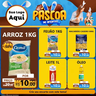 Modelo de Rede Social para Feed Facebook com o tema Páscoa de Ofertas para Supermercado