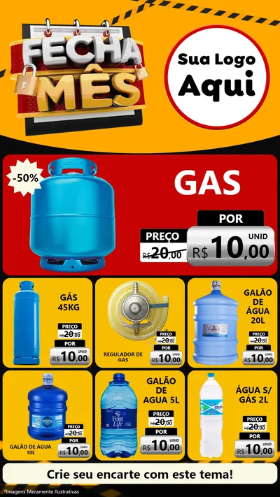 Modelo de Rede Social para Stories com o tema Fecha Mês para Água e gás
