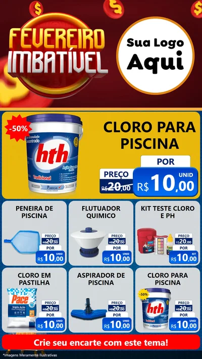 Modelo de Rede Social para Stories com o tema Fevereiro Imbatível para Produtos para Piscina