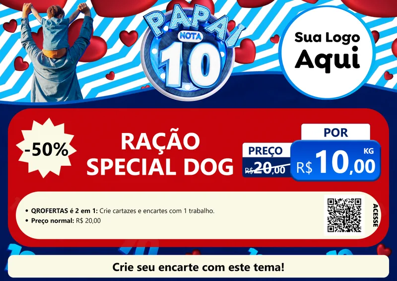 Modelo de Cartaz para Cartaz A4 Horizontal com o tema Papai Nota 10 para Pet Shop