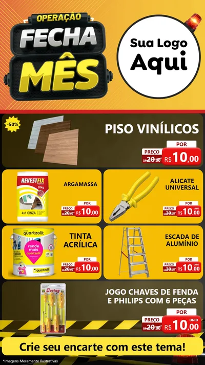 Modelo de TV para TV Vertical com o tema Operação Fecha Mês para Material para Construção