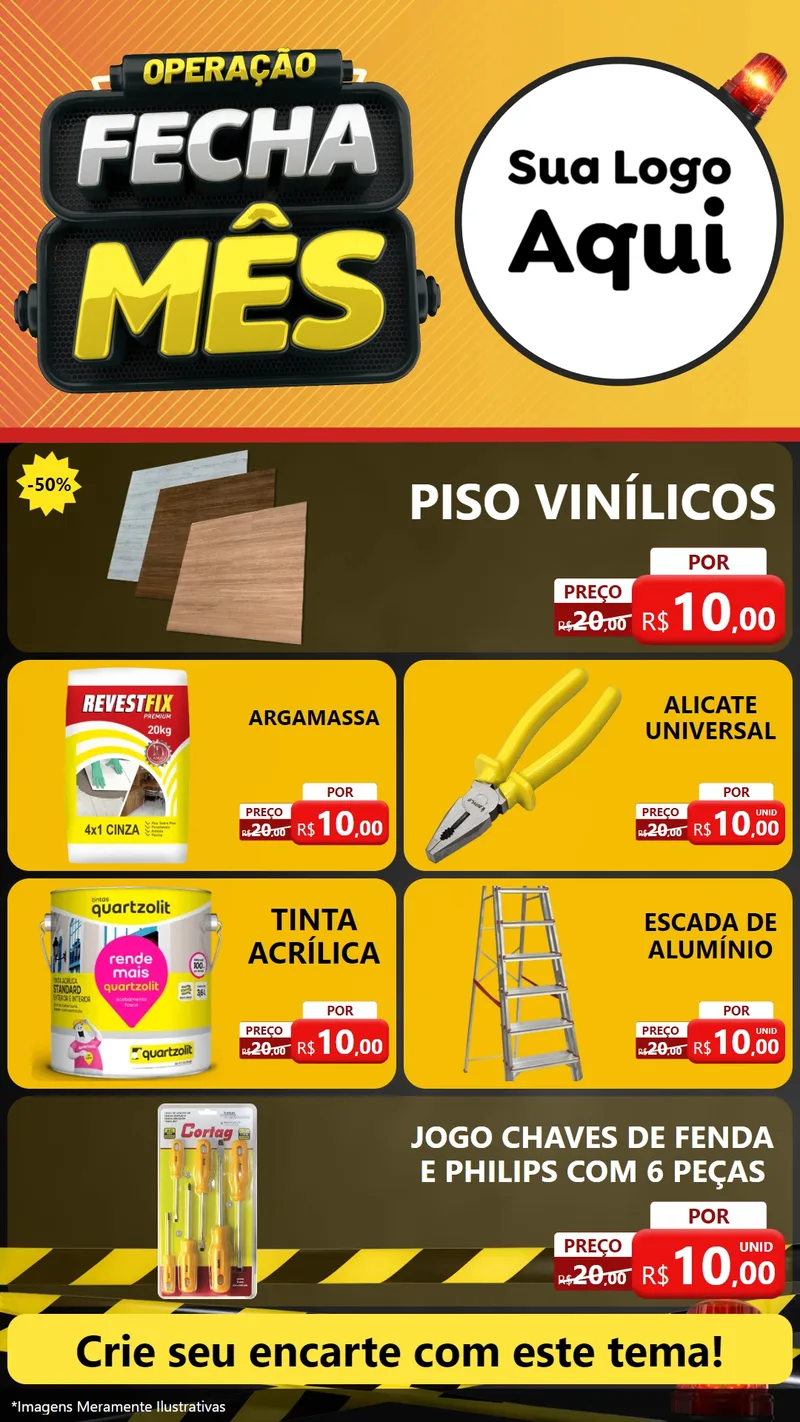 Modelo de TV para TV Vertical com o tema Operação Fecha Mês para Material para Construção