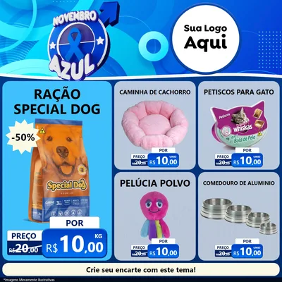Modelo de Rede Social para Feed Facebook com o tema Novembro Azul para Pet Shop