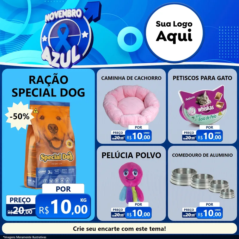 Modelo de Rede Social para Feed Facebook com o tema Novembro Azul para Pet Shop