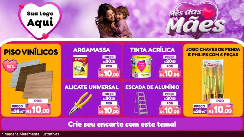 Modelo de TV para TV Horizontal com o tema Mês das Mães para Material para Construção