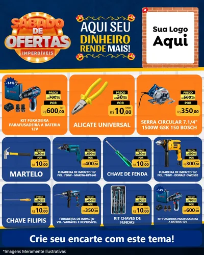 Modelo de Rede Social para Feed Instagram com o tema Sábado de Ofertas Imperdíveis para Maquinas e Ferramentas