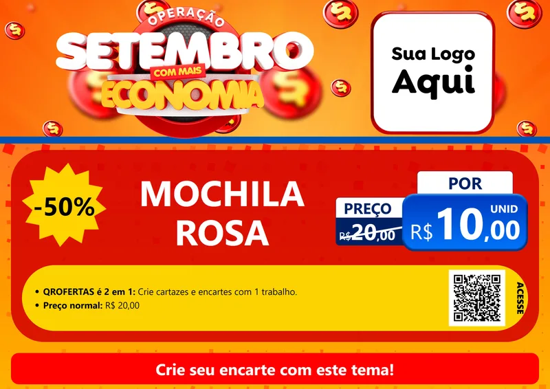Modelo de Cartaz para Cartaz A4 Horizontal com o tema Operação Setembro Com Muita Economia para Papelaria
