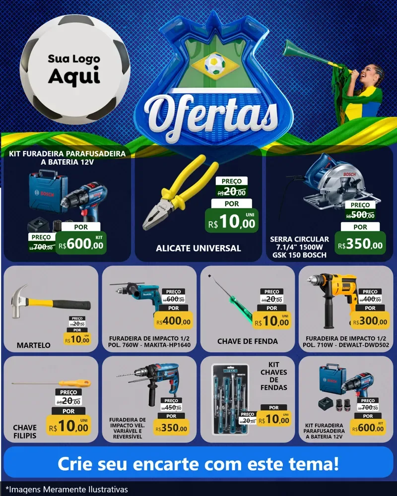 Modelo de Rede Social para Feed Instagram com o tema Ofertas (Futebol) para Maquinas e Ferramentas