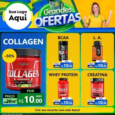 Modelo de Rede Social para Feed Facebook com o tema Grandes Ofertas para Suplementos alimentares