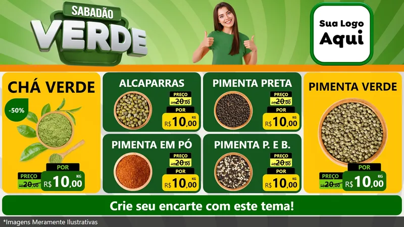 Modelo de TV para TV Horizontal com o tema Sabadão Verde para Produtos Naturais
