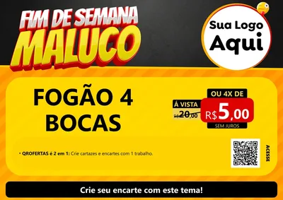 Modelo de Cartaz para Cartaz A4 Horizontal com o tema Final de Semana Maluco para Móveis e Eletro