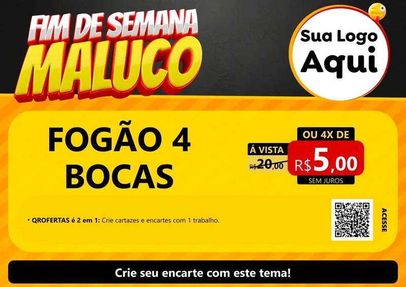 Modelo de Cartaz para Cartaz A4 Horizontal com o tema Final de Semana Maluco para Móveis e Eletro