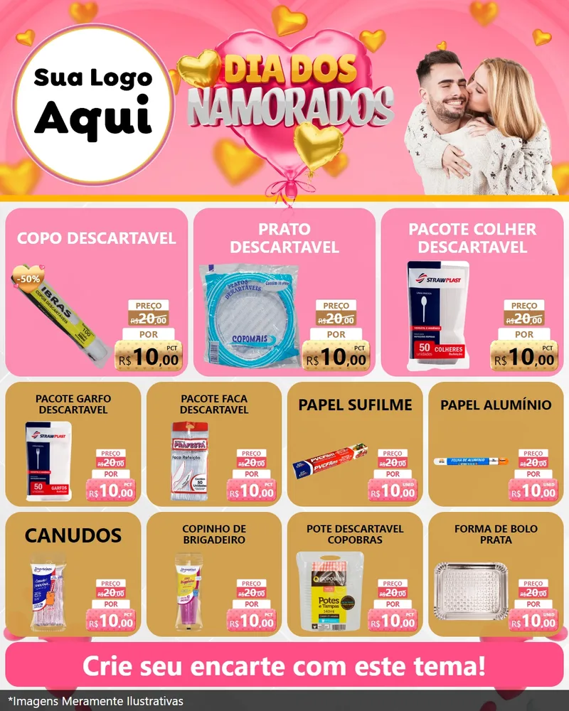 Modelo de Rede Social para Feed Instagram com o tema Dia dos Namorados para Embalagens