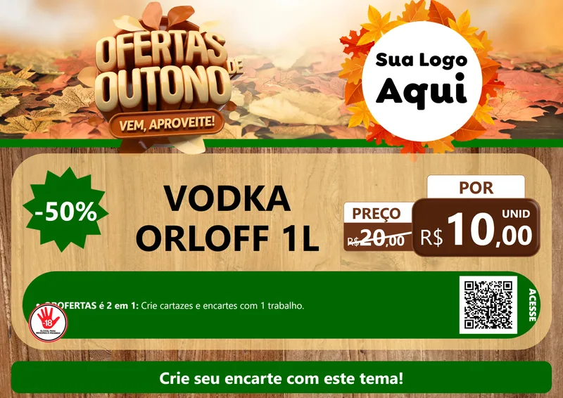 Modelo de Cartaz para Cartaz A4 Horizontal com o tema Ofertas de Outono - Vem, Aproveite! para Distribuidora de bebidas