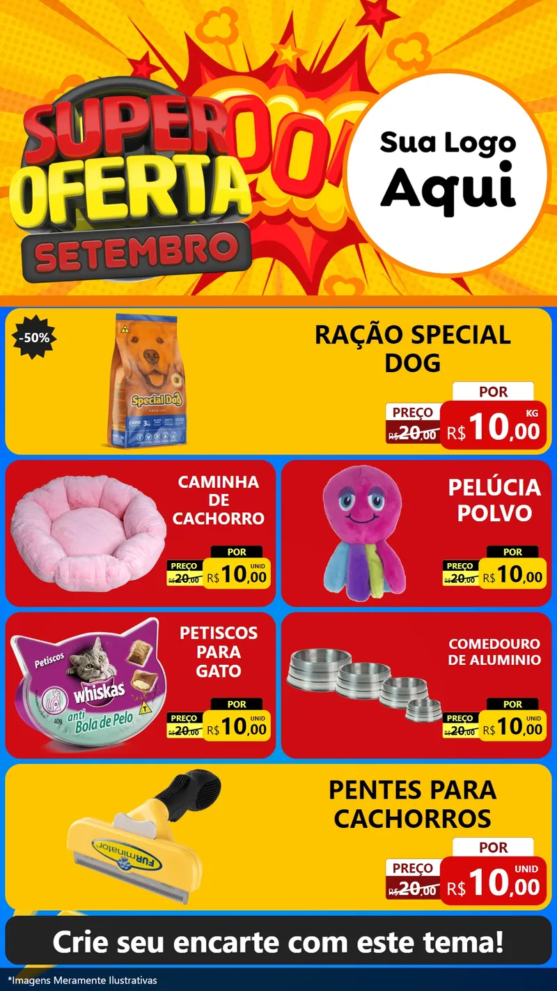Modelo de TV para TV Vertical com o tema Super Oferta Setembro para Pet Shop