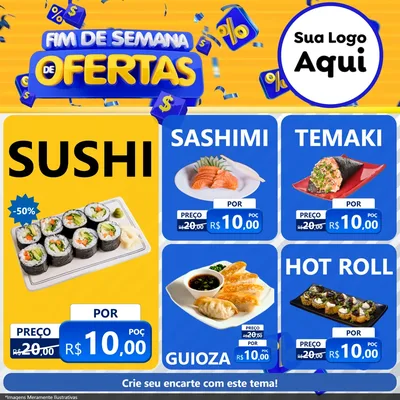 Modelo de Rede Social para Feed Facebook com o tema Fim de Semana de Ofertas para Comida japonesa
