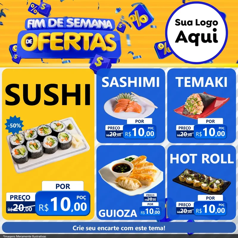 Modelo de Rede Social para Feed Facebook com o tema Fim de Semana de Ofertas para Comida japonesa