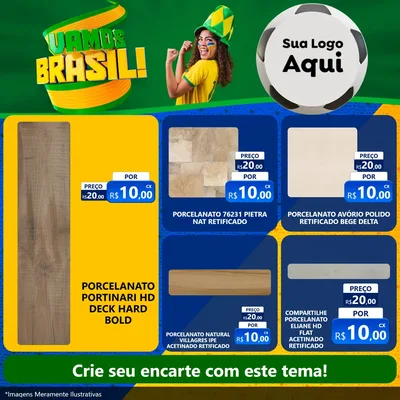 Modelo de Rede Social para Feed Facebook com o tema Vamos Brasil - Copa para Pisos e revestimentos