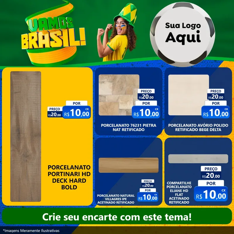 Modelo de Rede Social para Feed Facebook com o tema Vamos Brasil - Copa para Pisos e revestimentos