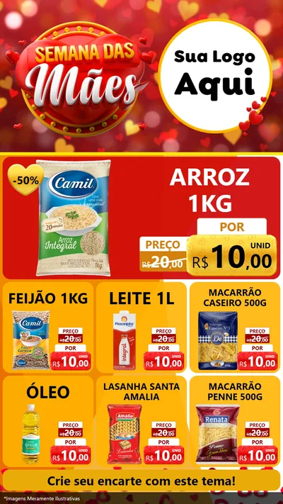 Modelo de Rede Social para Stories com o tema Semana das Mães para Supermercado
