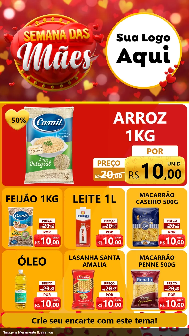 Modelo de Rede Social para Stories com o tema Semana das Mães para Supermercado