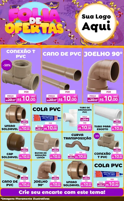 Modelo de Encarte para Encarte Grande com o tema Folia de Ofertas para Tubos e conexões