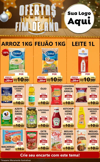 Modelo de Encarte para Encarte Grande com o tema Ofertas de Fim de Ano para Supermercado