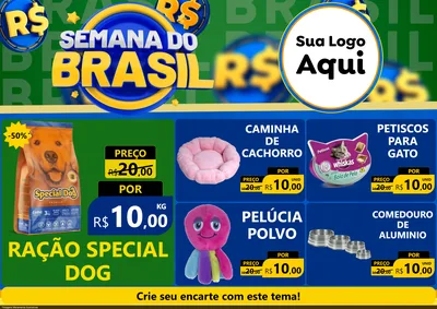 Modelo de Encarte para Encarte A4 Horizontal com o tema Semana Do Brasil para Pet Shop