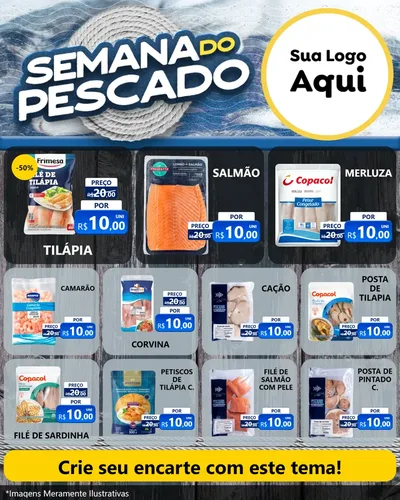 Modelo de Rede Social para Feed Instagram com o tema Semana do Pescado para Peixaria
