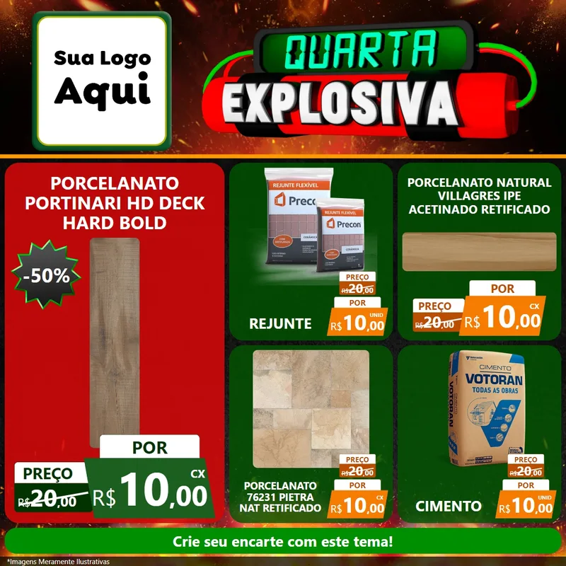 Modelo de Rede Social para Feed Facebook com o tema Quarta Explosiva para Pisos e revestimentos