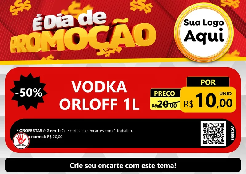 Modelo de Cartaz para Cartaz A4 Horizontal com o tema É Dia De Promoção para Distribuidora de bebidas