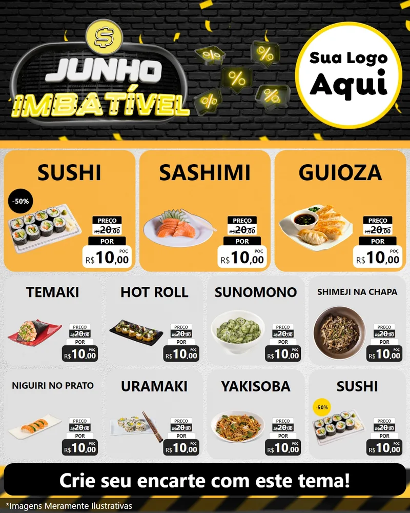 Modelo de Rede Social para Feed Instagram com o tema Junho Imbatível para Comida japonesa